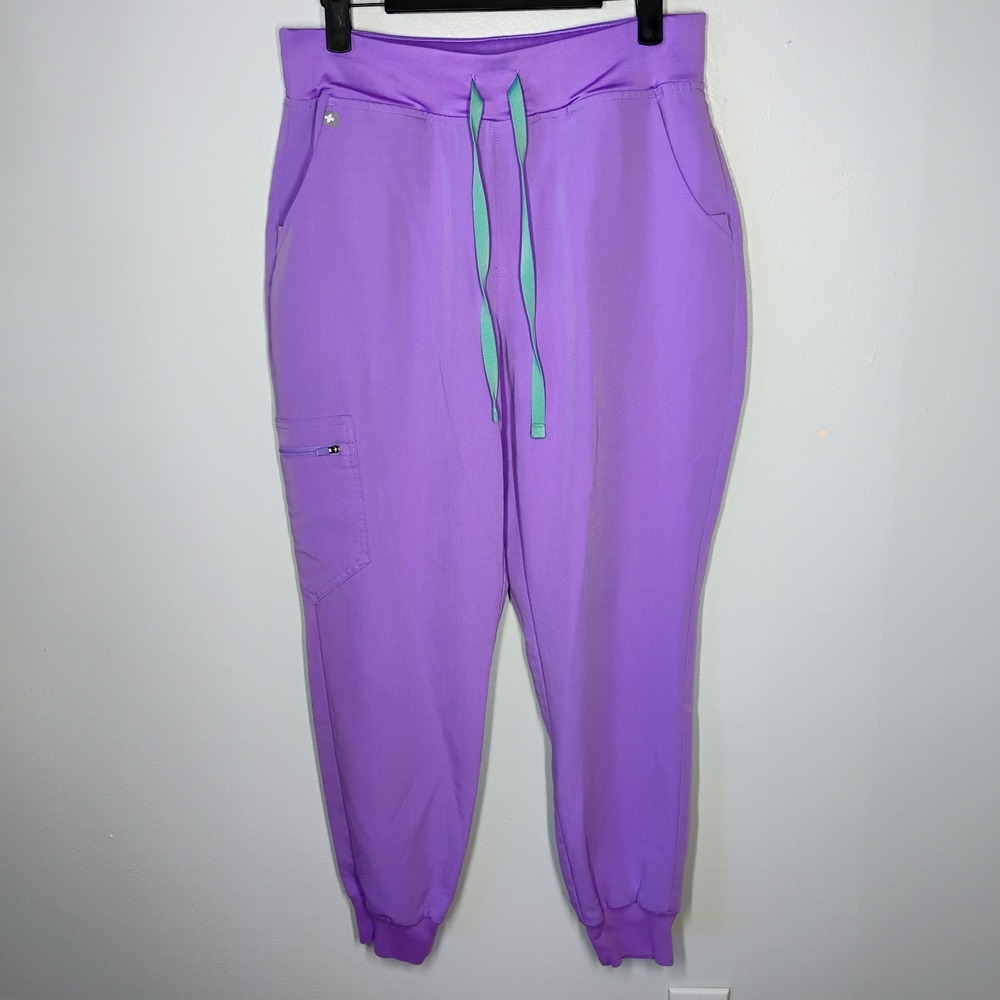 Figs Lavender Track Joggers with Mint Drawstrings